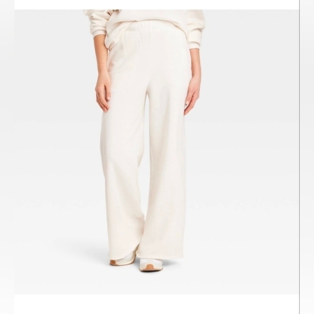 Grayson Threads Mother Wide Leg Sweatpants Womens Large Elastic Waist Cream